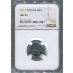 한국은행 1원 주화 2018년(104,000개) NGC MS 66  미사용품